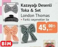 LONDON THOMAS KAZAYAĞI DESENLİ TOKA & SET